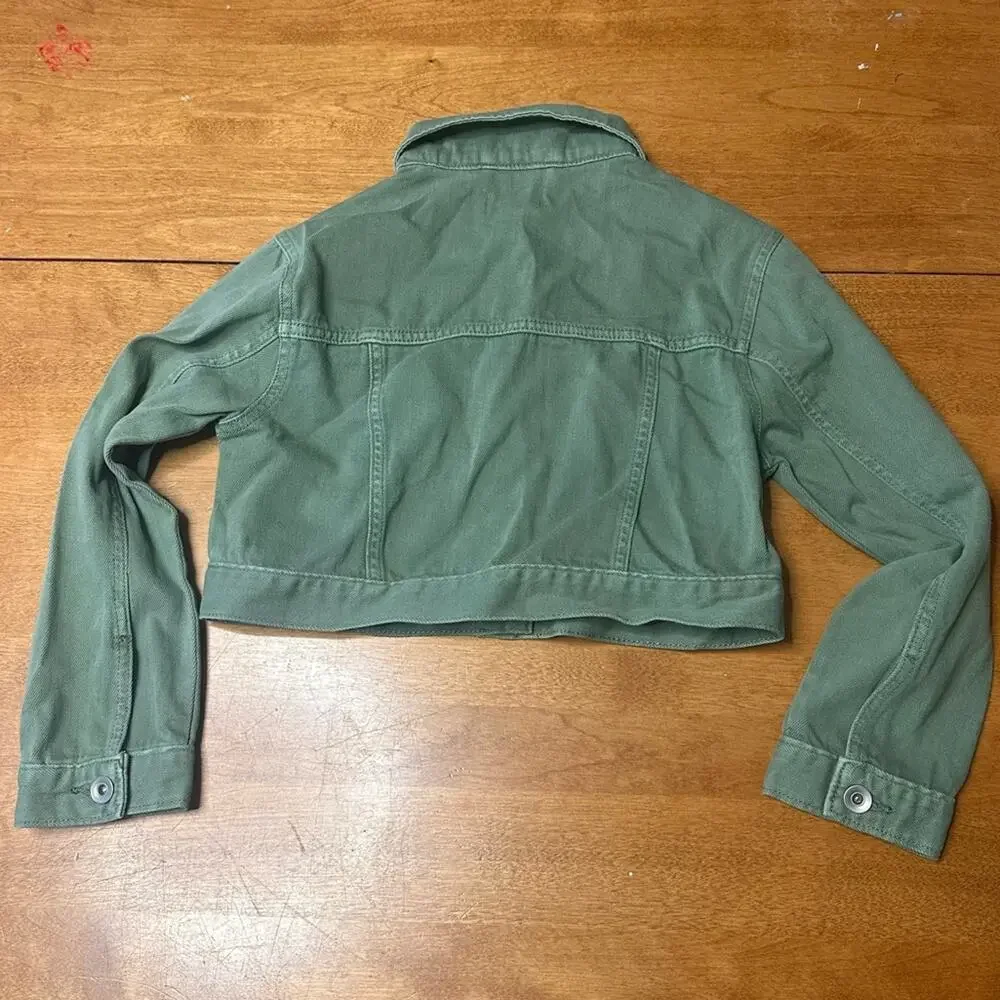 Children's Place Little Girl's‎ Olive Green Jean Jacket Sz 7/8 Layering Classic